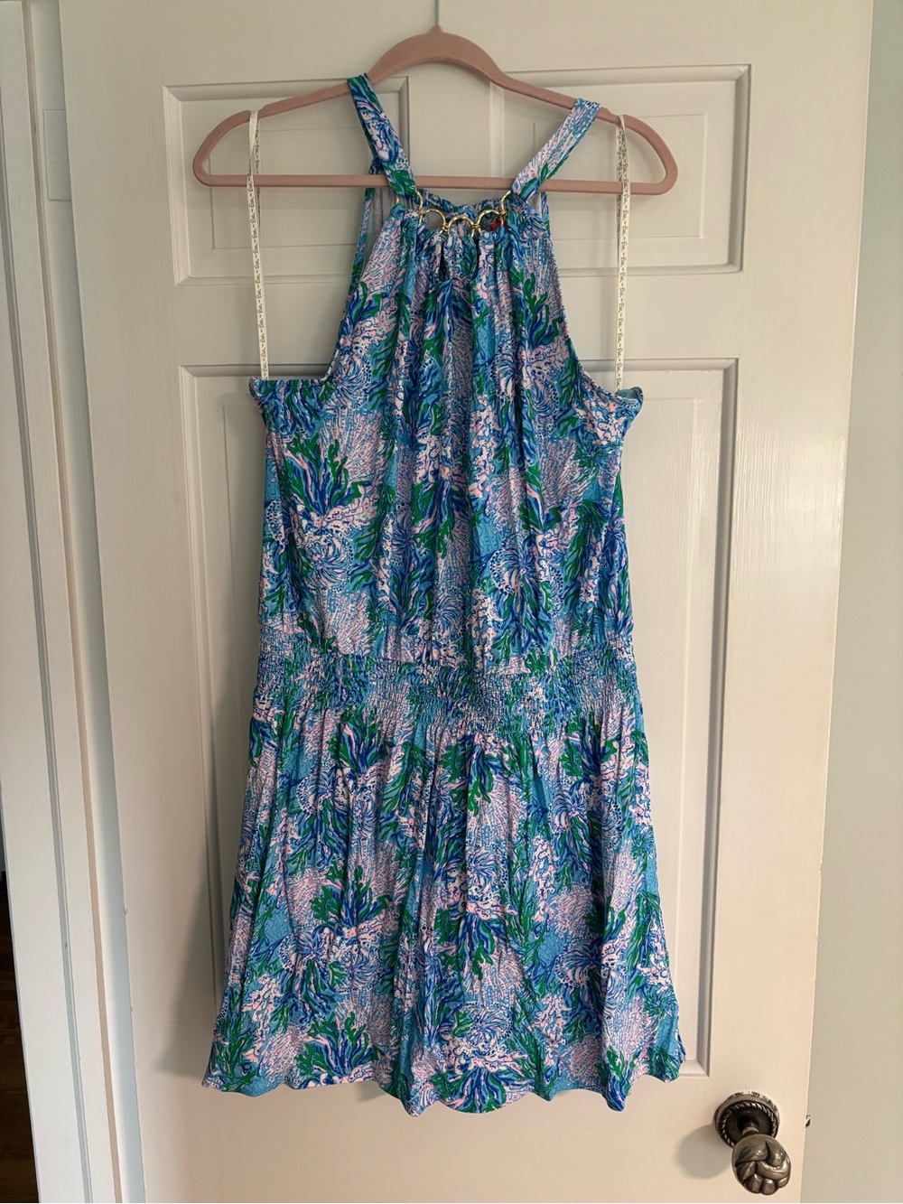 Lilly Pulitzer Shirelle Skirted Romper in Las Olas Strong current sea print